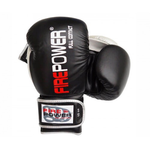 Боксерские перчатки FirePower FPBG9 (12oz) Черные с серебряным