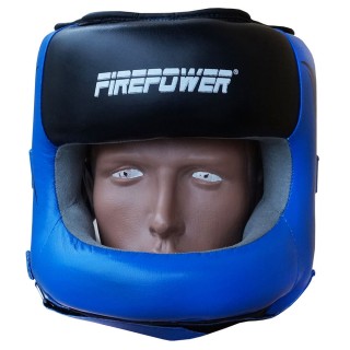 Боксерский шлем с бампером FirePower FPHG6 Черный с синим