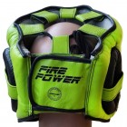 Боксерский шлем с бампером FirePower FPHG6 Черный с зеленым