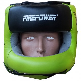 Боксерский шлем с бампером FirePower FPHG6 Черный с зеленым