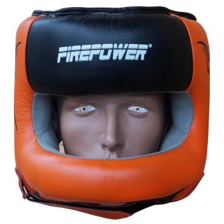 Боксерский шлем с бампером FirePower FPHG6 Черный с оранжевым