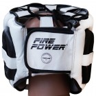 Боксерский шлем с бампером FirePower FPHG6 Черный с белым