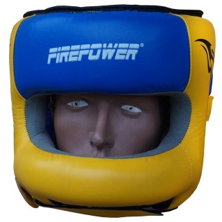 Боксерский шлем с бампером FirePower FPHG6 Синий с желтым