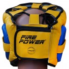 Боксерский шлем с бампером FirePower FPHG6 Синий с желтым