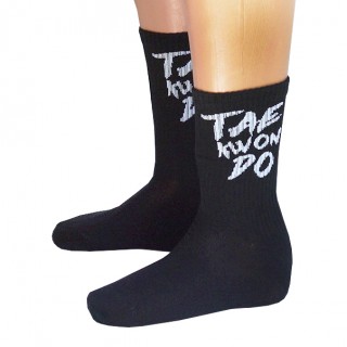 Носки спортивные компрессионные (высокая резинка 20 см) подарочные Firepower TaekwonDo (L) Черные