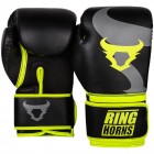 Боксерские перчатки Ringhorns Charger Черные с салатовым (10 oz)
