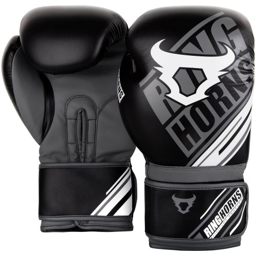 Боксерские перчатки Ringhorns Nitro Черные с белым (12 oz)