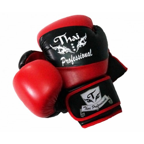 Боксерские перчатки Thai Professional BG7 (10oz) Черные с красным