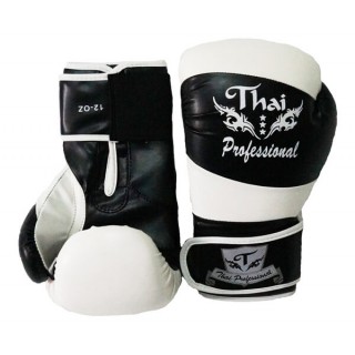 Боксерские перчатки Thai Professional BG7 (12oz) Черные с белым