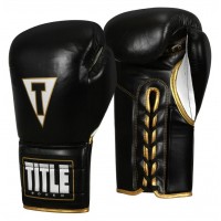 Боксерские перчатки TITLE Boxeo Mexican Leather Lace Training Quatro (16oz) Черные