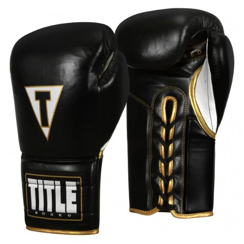 Боксерские перчатки TITLE Boxeo Mexican Leather Lace Training Quatro (14oz) Черные