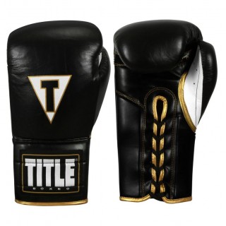 Боксерские перчатки TITLE Boxeo Mexican Leather Lace Training Quatro (14oz) Черные