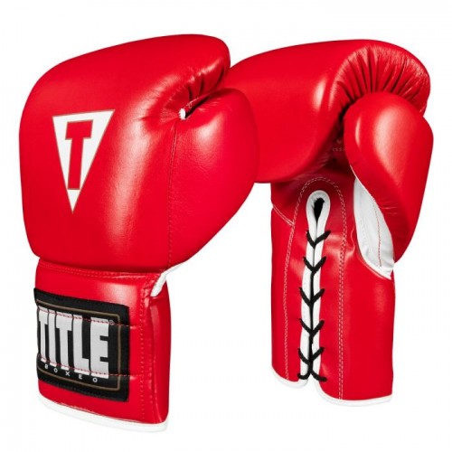 Боксерские перчатки TITLE Boxeo Mexican Leather Lace Training Gloves Tres (16oz) Красные