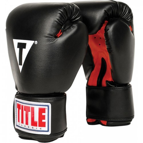 Боксерские перчатки TITLE Classic Boxing Gloves (14oz) Черные с красным