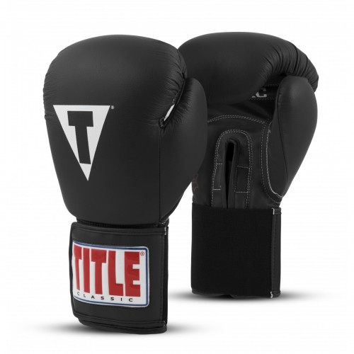 Боксерские перчатки TITLE Classic Originals Leather Training Gloves Elastic 2.0 (18oz) Черные