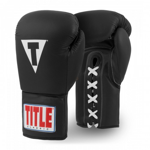 Боксерские перчатки TITLE Classic Originals Leather Training Gloves Lace 2.0 (14oz) Черные
