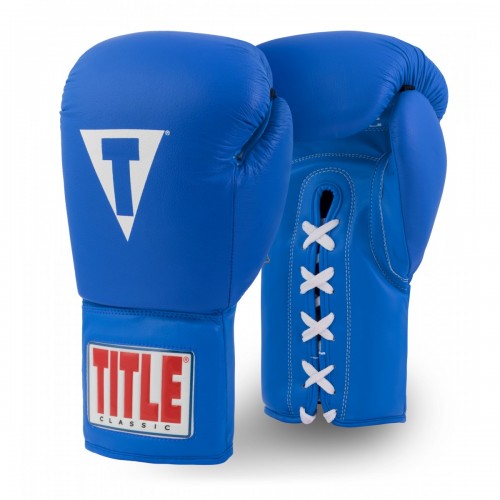 Боксерские перчатки TITLE Classic Originals Leather Training Gloves Lace 2.0 (16oz) Синие