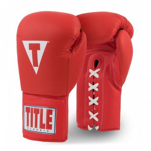 Боксерские перчатки TITLE Classic Originals Leather Training Gloves Lace 2.0 (14oz) Красные
