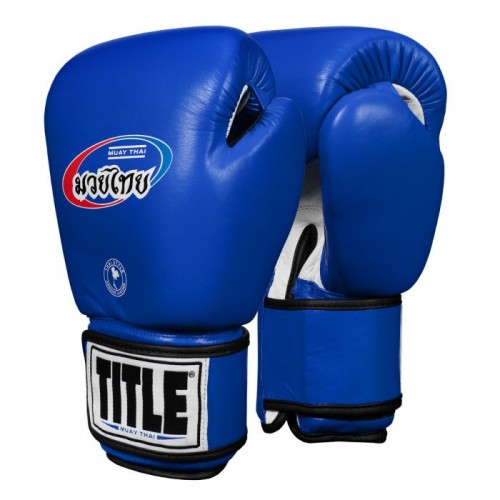 Боксерские перчатки TITLE Muay Thai Leather Trening Gloves (12oz) Синие