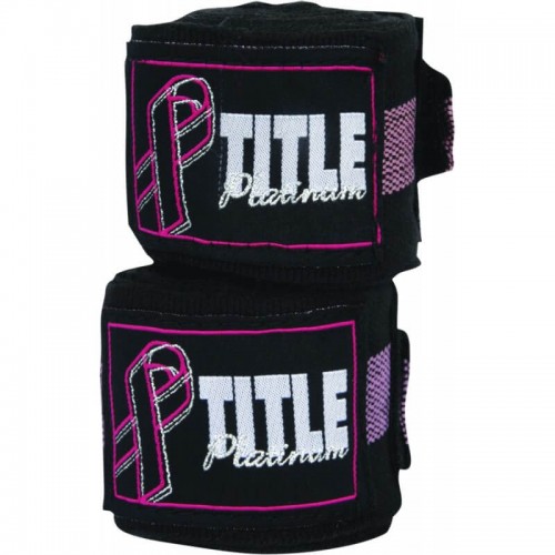 Бинты боксерские эластичные TTTLE Platinum Breast Cancer 4,2 м Черные с розовым
