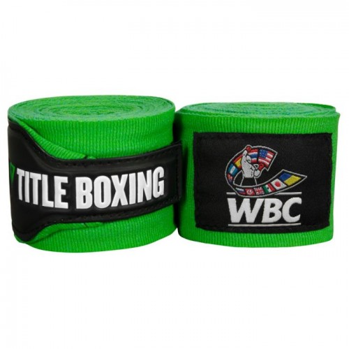 Бинты боксерские эластичные TITLE Boxing WBC 4,5м Зеленые