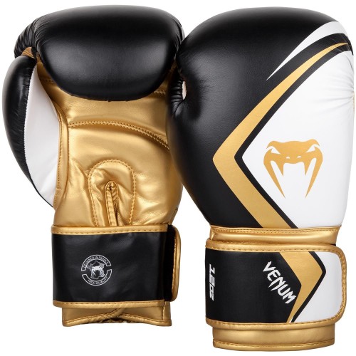 Боксерские перчатки Venum Original Contender 2.0 (10oz) Черные с белым и золотым