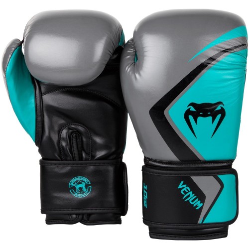 Боксерские перчатки Venum Original Contender 2.0 (16oz) Серые с бирюзовым и черным