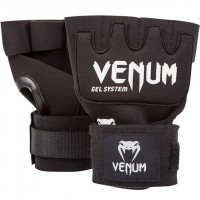 Бинт-перчатки Гелевые VENUM Kontact Gel Glowe Wraps Черные с белым